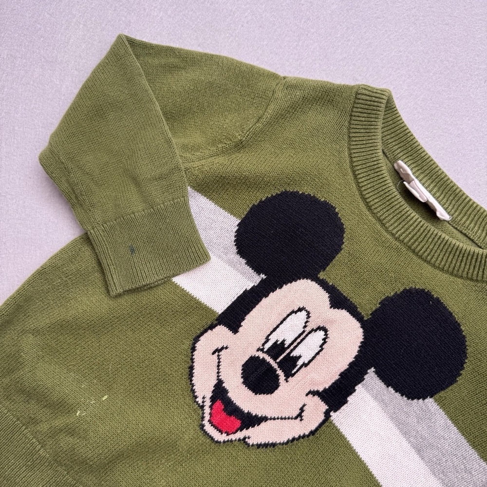 Baby Gap Disney Sweater 18-24M Mickey Mouse Green Long Sleeve Cotton Toddler